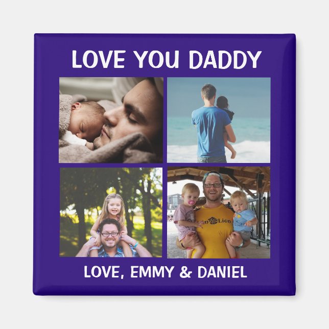 Aimant Personnalisé L'Amour Que Papa Photo (Devant)