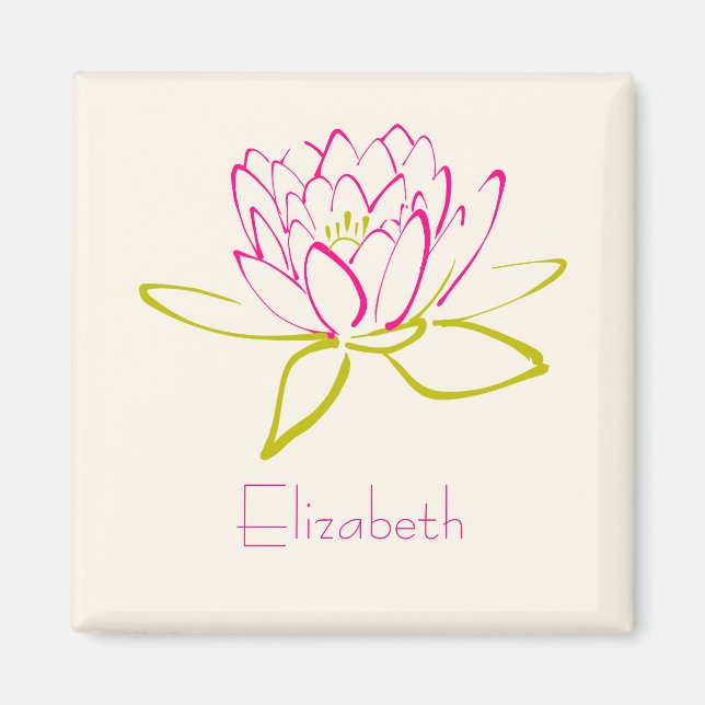 Aimant Personnalisé. Lotus Flower / Dessin de la couche d (Devant)