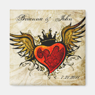 Aimant personnalisé par coeur à ailes par tatoua