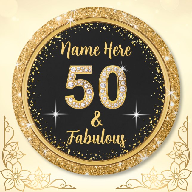 Aimant Personnalisé pas cher Fabulous et 50 Favoris fête  (Elegant 50th birthday favors. Personalised, 50th birthday favours. 50th birthday favors for a woman.)