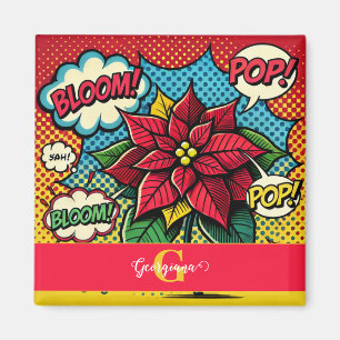 Aimant Personnalisé Retro Comic Livre Pop Art Poinsettia