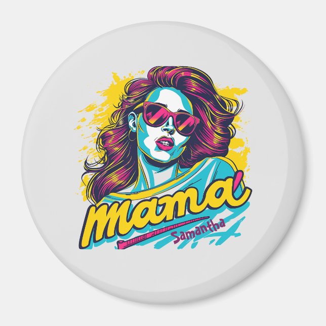 Aimant Personnalisé Retro Mama Pop Art (12) (Devant)