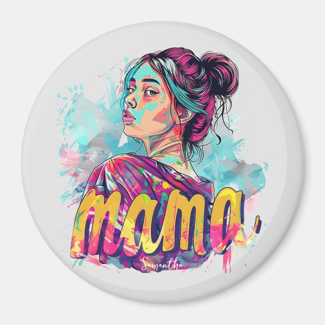Aimant Personnalisé Retro Mama Pop Art (13) (Devant)