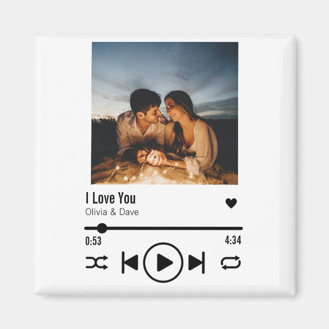 Aimant Personnalisée Saint Valentin Photo Song Playlist (Devant)