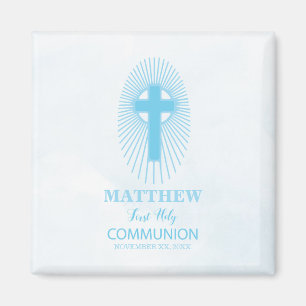 Aimant Personnaliser, Blue First Holy Communion Cross hôt