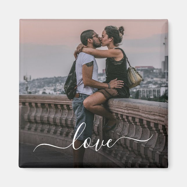 Aimant Personnaliser le Modèle photo avec le texte d'amou (Devant)