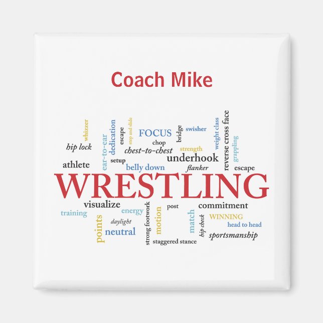 Aimant Personnaliser, Lutter Merci de l'entraîneur en mot (Devant)