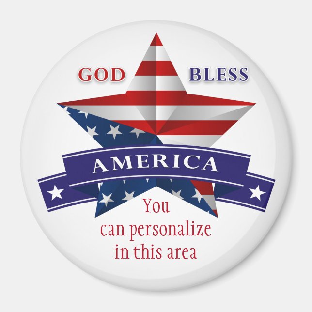 Aimant Personnaliser Patriotic America Star Design (v1) (Devant)