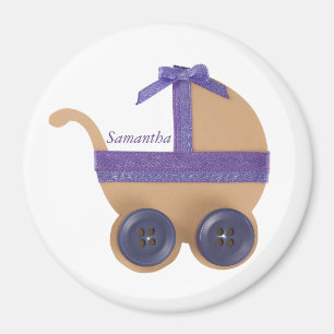 Aimant Personnaliser Peach violet bébé baby shower de tra