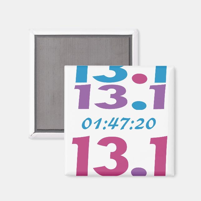 Aimant Personnaliser votre temps 13.1 mi-marathon de cour (Recto/Verso)