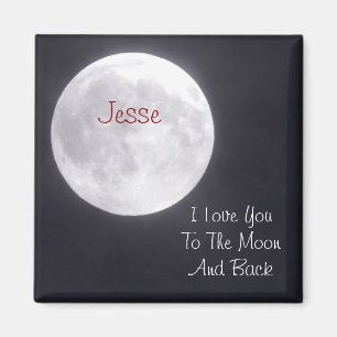 Aimant Personnalisez je t'aime à la lune et à l'aimant