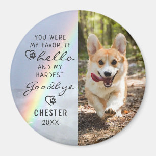 Aimant Pet Dog Memorial Favori Hello Photo Rainbow