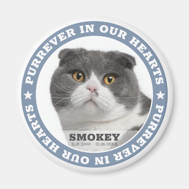 Aimant Pet Memorial Purrever dans nos coeurs Photo Keepsa (Devant)