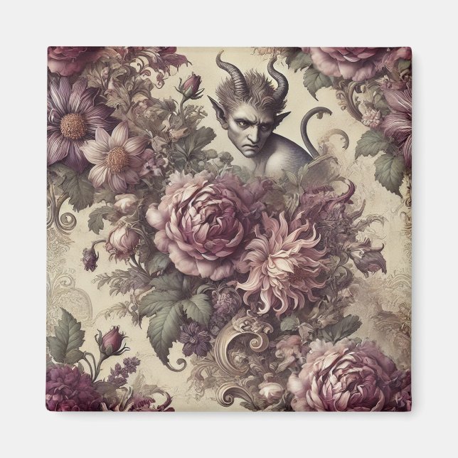 Aimant Pétales de prune piquante - Design floral gothique (Devant)