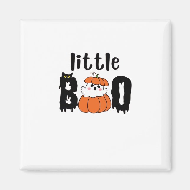 Aimant Petit Boo Chouette Halloween Citrouille Chat Style (Devant)