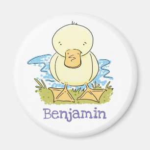 Aimant Petit canard mignon par étang dessin animé