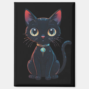 Aimant Petit Chat Noir Effrayant