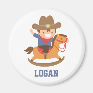 Aimant Petit cowboy heureux mignon sur le cheval de
