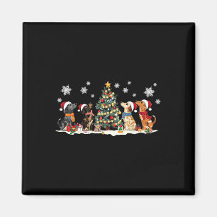 Aimant Petit Dachshund Santa Hat Noël Arbre Lumières Chie