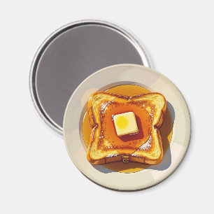 Aimant Petit-déjeuner de pain, beurre et sirop français