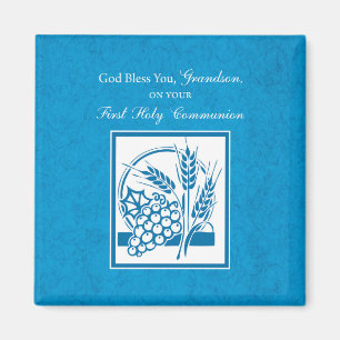 Aimant Petit-fils Première communion Bleu, Blé, Raisins