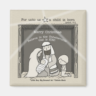 Aimant Petit garçon à la crèche-Joyeux Noël