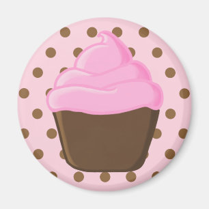 Aimant Petit gâteau rose avec l'aimant rose de pois