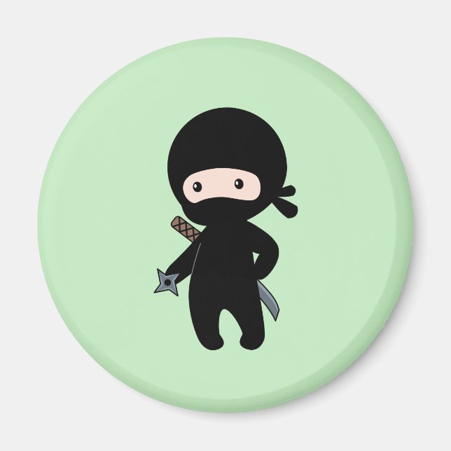 Aimant Petit ninja tenant une étoile de lancer sur fond v (Devant)