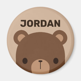 Aimant Petit ours Brown mignon avec nom personnalisé