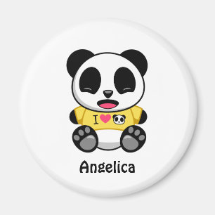 Aimant Petit panda mignon sur le blanc