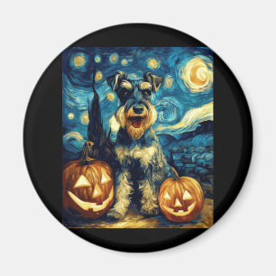 Aimant Petit Schnauzer Chien Halloween Jack O Lant