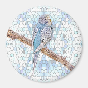 Aimant Petite bougie bleue sur arrière - plan en mosaïque