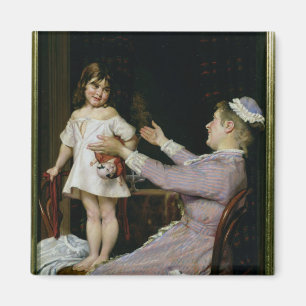 Aimant Petite fille avec une poupée et son infirmière,