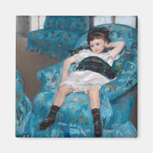 Aimant Petite fille dans un fauteuil bleu, Cassatt