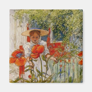 Aimant Petite fille et pépites rouges
