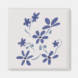 Aimant Petite Fleurs Romantiques Bleues