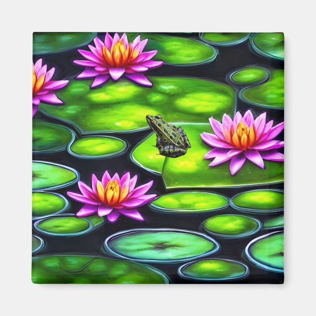 Aimant Petite grenouille sur Lily Pad (Devant)