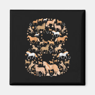 Aimant Petites filles 8 ans 8e anniversaire Cheval Graphi