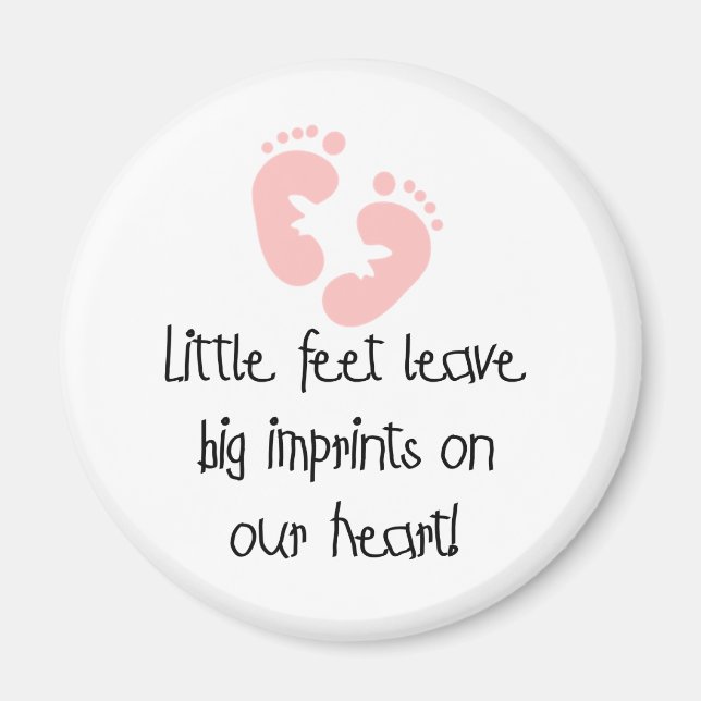 Aimant Petites Pieds Grandes Imprimantes Rose (Devant)