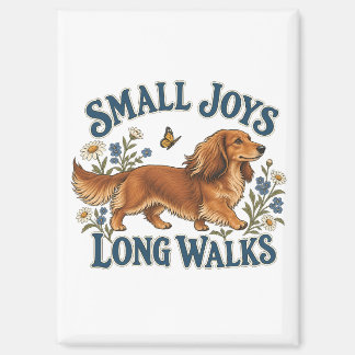 Aimant Petits Bonheurs Longues Promenades Dachshund et Fl