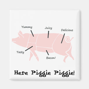 Aimant Peu de Piggie rose avec les étiquettes savoureux