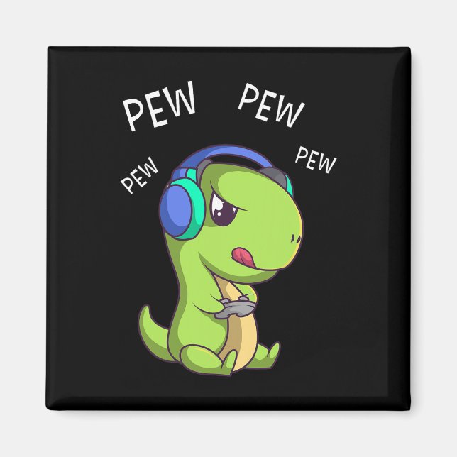 Aimant Pew Pew Pew Pew Cute T-rex Dinosaur jeu vidéo (Devant)