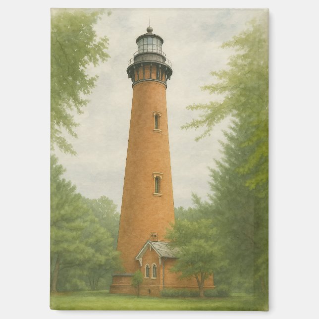 Aimant Phare de Currituck Beach Aquarelle (Recto)