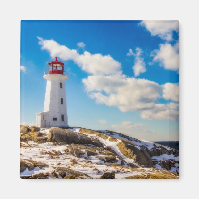 Aimant Phare | Hiver À Peggy'S Cove, Nouvelle-Écosse (Devant)