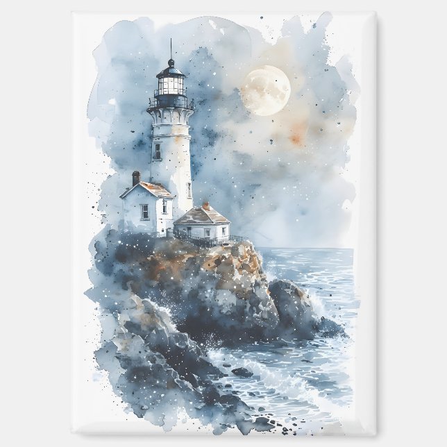 Aimant Phare Lumineux sur la côte rocheuse (Recto)