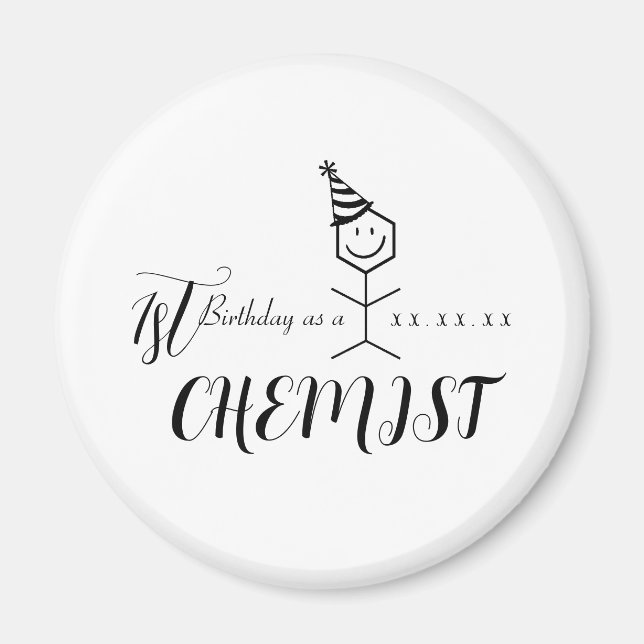 Aimant Pharmaciste Funny moderne Chimiste Anniversaire Ch (Devant)