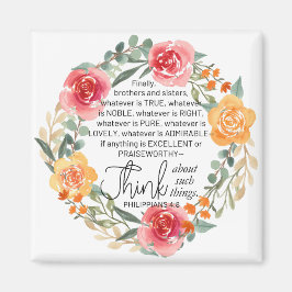 Aimant Philippiens 4:8 Couronne florale rose et jaune