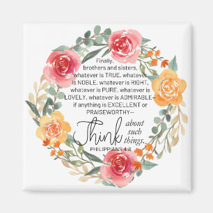 Aimant Philippiens 4:8 Couronne florale rose et jaune