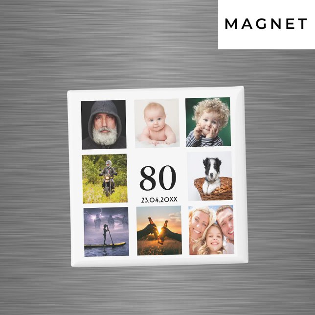 Aimant photo collage 80 ans homme (Créateur téléchargé)