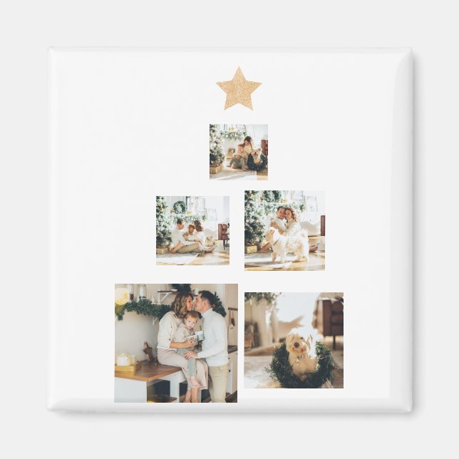 Aimant Photo d'arbre de Noël familial moderne avec étoile (Devant)